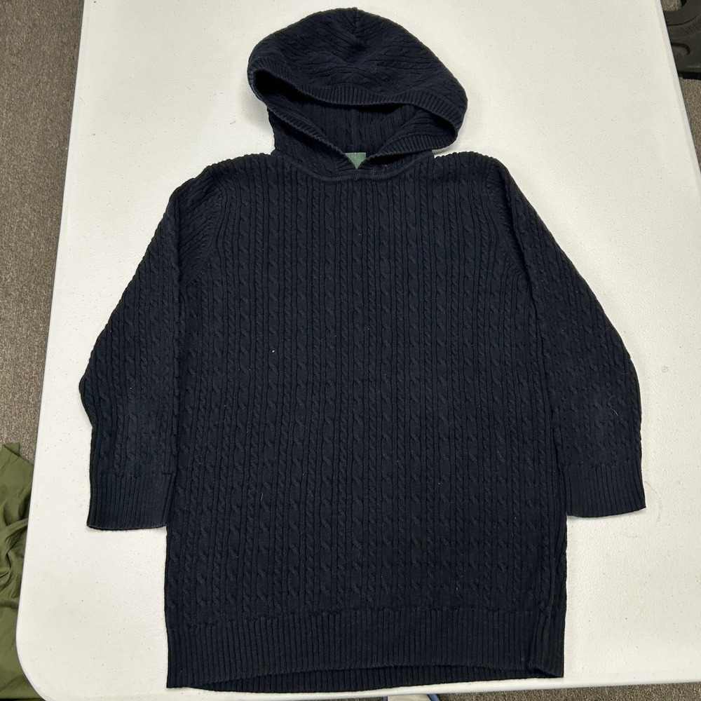 Lauren Ralph Lauren Cable Knit Hoodie Womens S Navy Blue Long Sleeve Sweater